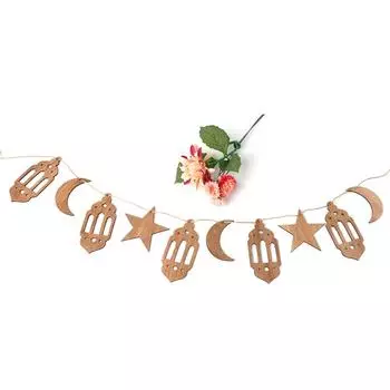 Деревянный подвесной кулон Ид Мубарак Рамадан Полумесяц узор DIY ремесла орнамент с веревкой фестиваль type 3