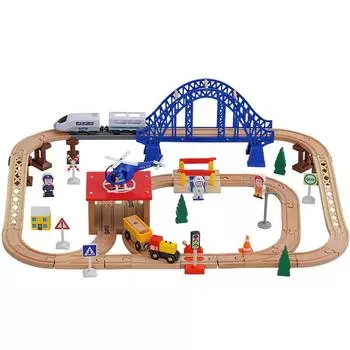 Деревянный поезд Rail City Blue Bridge Apron Scene Set Railway Electric Train подходит для всех марок деревянных игрушек Rail Pd68