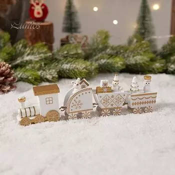 Деревянный поезд, рождественский мини-поезд, настольное украшение, простая сборка, игрушечный поезд, центральное украшение для домашнего стола, каминная полка D