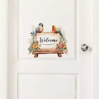 Деревянный попугай Английский слоган Гостиная Входная дверь Украшения дома Украшения Настенные наклейки 25*29CM/fun-f66