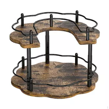 Деревянный поворотный поднос для хранения приправ, 2-х уровневый вращающийся туалетный столик, многоцелевой круглый ленивый