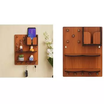 Деревянный Премиум Брелок Настенный Держатель Ключей Украшения Дивали Предметы для Домашнего Декора Вешалка Для Ключей (10 Крючок - Дерево) коричневый