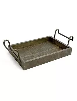 Деревянный прямоугольный поднос с железными ручками, Iron Wooden Rectangle Tray, John Molly Decor&Gifts