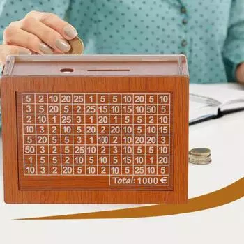Деревянный ящик для денег со счетчиком-маркером, большая емкость, фунты стерлингов в долларах США, копилка, контейнер для монет, контейнер для наличных денег, чехол для экономии денег для детей, взрослых, банка, рождественский подарок A
