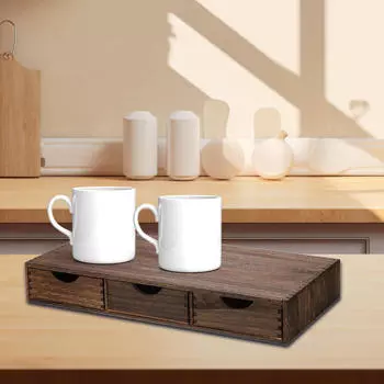 Деревянный ящик для хранения Настольный ящик-кейс Прочный органайзер для стола Офис для туалетных принадлежностей