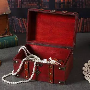 Деревянный ящик для хранения с замком, большой вместимости, многоцелевой декоративный сундук для хранения сокровищ в стиле ретро Small B