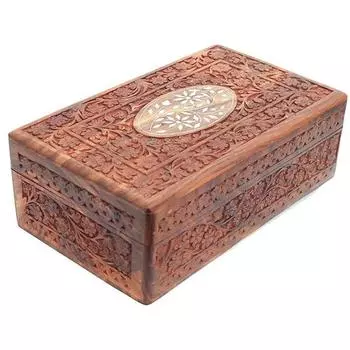 Деревянный ящик для хранения Sheesham, 25 см, резная шкатулка для драгоценностей, декоративная подарочная коробка