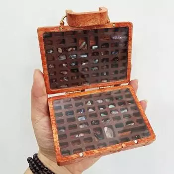 Деревянный ящик для показа драгоценных камней в форме чемодана, портативный мини-коробка для коллекции кристаллов и камней A