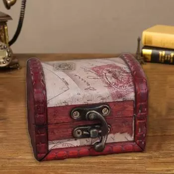Деревянный ящик ретро большой емкости для хранения настольное украшение штамп маленькая коробка для офиса темно-красного