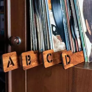Деревянный разделитель виниловых пластинок, 26 шт./компл., закладка от А до Я, алфавитное руководство для записи DVD, инструмент-разделитель, держатель, аксессуары для виниловых пластинок Sets