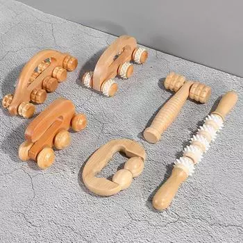 Деревянный роликовый массажер для тела, ручной массажер, роликовые скребки, инструменты