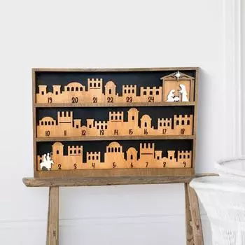 Деревянный рождественский адвент-календарь 2024 года, рождественский обратный отсчет, религиозный праздничный декор с изображением Иисуса Христа, рождественское украшение S