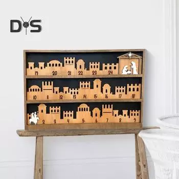 Деревянный рождественский адвент-календарь 2024 года, рождественский обратный отсчет, религиозный праздничный декор с изображением Иисуса Христа, рождественское украшение S