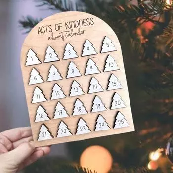 Деревянный рождественский адвент-календарь Акты доброты Адвент-календарь Рождественская елка 25