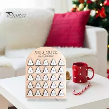 Деревянный рождественский адвент-календарь Акты доброты Адвент-календарь Рождественская елка 25-дневный обратный отсчет календарь для детей Взрослые Доброта Испытания A