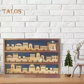 Деревянный рождественский адвент-календарь рождение Иисуса 24 дня обратный отсчет дней до Рождества настольное украшение знак праздничный подарок M коричневый