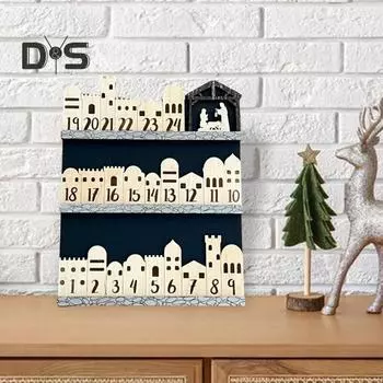 Деревянный рождественский адвент-календарь рождение Иисуса 24 дня обратный отсчет дней до Рождества настольное украшение знак праздничный подарок