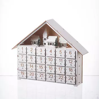 Деревянный рождественский адвент-календарь со светодиодной подсветкой для офиса, спальни, гостиной
