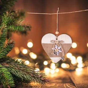 Деревянный рождественский кулон, домик лося с пятиконечной звездой, рождественская елка «Ангел любви», маленький кулон, рождественские украшения One Size