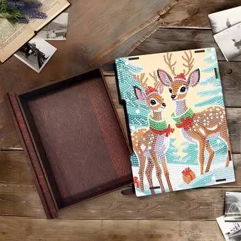 Деревянный рождественский тематический алмазный органайзер для украшений, футляр для украшений из бриллиантов, набор для мозаики, ожерелий, сережек