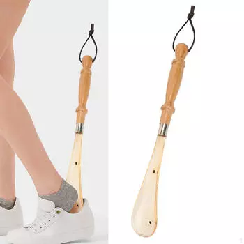 Деревянный рожок для обуви, инструмент для одевания, легкий рожок для обуви с ручкой для взрослых