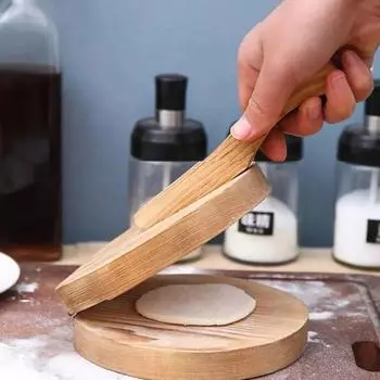 Деревянный ручной ролик для прессования теста, круглая/квадратная форма, кукурузная лепешка, пельмени, булочка, кожа, пресс-форма, кухонный инструмент для выпечки