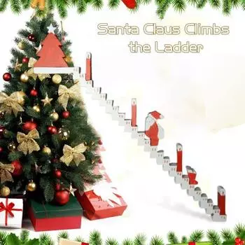 Деревянный Санта Лестница Календарь обратного отсчета 2024 Рождественский подъем Лестница Адвент Календарь со съемной 2pcs