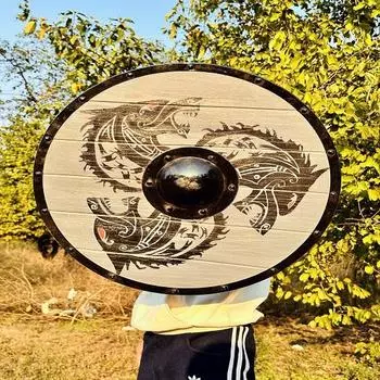 Деревянный щит дракона, шлем Вальхаллы, средневековый щит викинга,