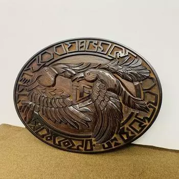 Деревянный щит Viking Battleworn 60.96 с резьбой по дереву в виде птицы
