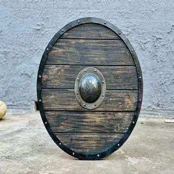 Деревянный щит викинга, средневековый щит для ролевых игр в жанре LARP, лучший подарок на Хэллоуин 45.72 cm