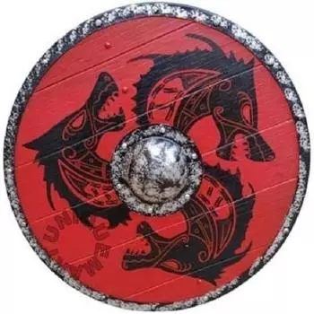 Деревянный щит викингов ручной работы 60,96 см, щит ручной работы, готовый к бою, декоративный красный