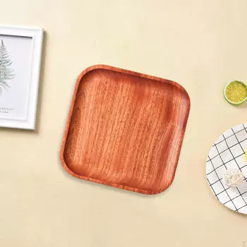Деревянный сервировочный поднос, кофейное, чайное блюдо, посуда 13cmx13cmx1.5cm