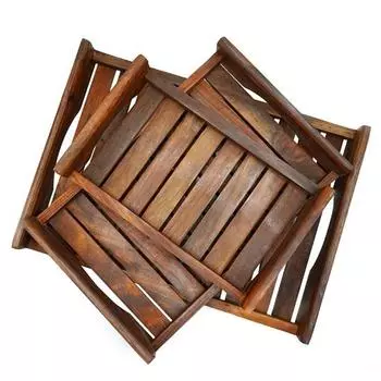 Деревянный сервировочный поднос, Многоцелевой деревянный поднос, ручная работа, прямоугольные сервировочные тарелки ручной работы, набор из 3 шт.