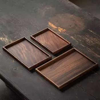 Деревянный сервировочный поднос, посуда, поднос для еды, прямоугольное блюдо с краями для домашнего декора, еды, овощей, фруктов S