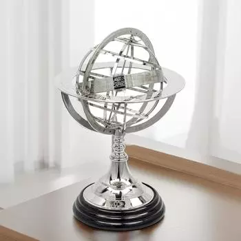 Деревянный шар-глобус (основание на полу - 4 дюйма , размер глобуса : 12 x 6 дюймов, Коричневый)