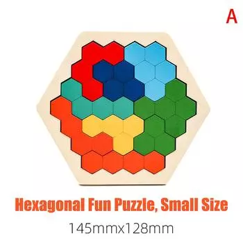 Деревянный шестигранный 3D-пазл Танграм Математические игрушки Детская доска для захвата рукой Форма головоломки Монтессори Развивающие игрушки для детей