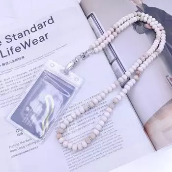 Деревянный шнурок для удостоверения личности с бусинами и держателем для карты, выдвижной держатель для бейджа, идеальный