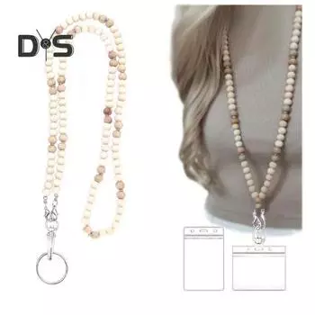 Деревянный шнурок для удостоверения личности с держателем для карты, выдвижной держатель для бейджа, идеальный размер, брелок для учителя, шнурок для свитера 1 Set