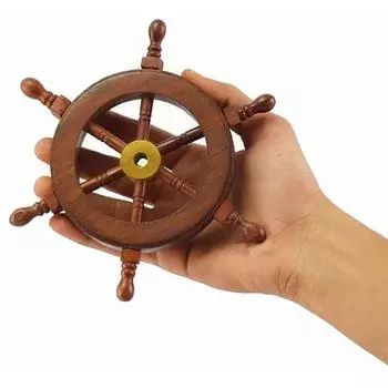 Деревянный штурвал корабля Пиратский настенный декор Океан и пляж Декоративный 6 дюймов (коричневый)