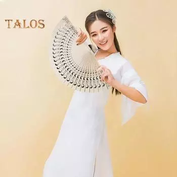 Деревянный складной веер в китайском стиле с полыми ребрами, портативный летний ручной веер, украшение для танцевального представления, реквизит для костюмов для вечеринок, аксессуары F