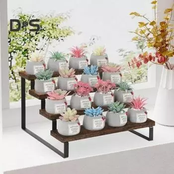 Деревянный стеллаж для хранения, 4-х уровневая демонстрационная стойка, прочная несущая, простая в установке, многоуровневая полка для хранения духов, демонстрационная полка для специй темно-коричневого