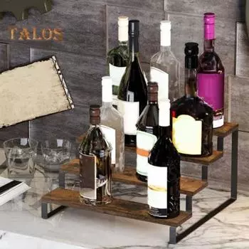 Деревянный стеллаж для хранения, 4-х уровневая демонстрационная стойка, прочная несущая, простая в установке, многоуровневая полка для хранения духов, демонстрационная полка для специй темно-коричневого