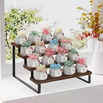 Деревянный стеллаж для хранения, 4-х уровневая демонстрационная стойка, прочная несущая, простая в установке, многоуровневая полка для хранения духов, демонстрационная полка для специй темно-коричневого