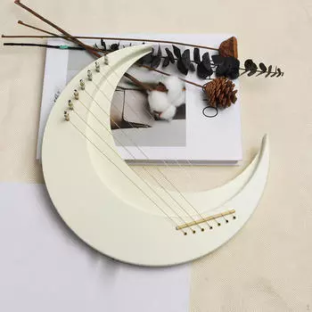 Деревянный струнный инструмент, арфа-лира с настроечным ключом, интерактивный портативный дизайн Moon Design