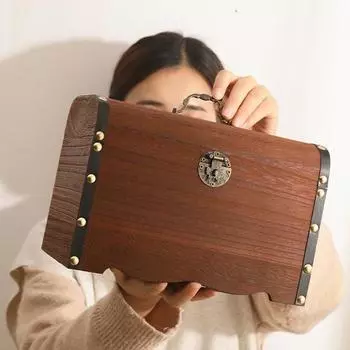 Деревянный сундук для хранения сокровищ, копилка, винтажная детская копилка, шкатулки для денег, сбережение ювелирных изделий, пиратский органайзер, декор, подарок S