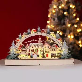 Деревянный светодиодный и книжный декор для рабочего стола, светодиодные мостовые огни, украшение, подсветка, рождественский домик, деревенская сцена, настольный декор для коттеджа, таунхауса