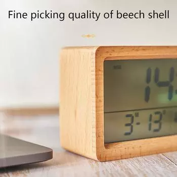 Деревянный светодиодный простой и креативный двухцветный будильник с управлением звуком, цифровые электронные настольные аксессуары, новые ретро-светящиеся жёлтый