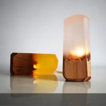 Деревянный светодиодный USB ночник ручной работы спальня прикроватный светильник настольная лампа домашнее освещение Style 1 жёлтый