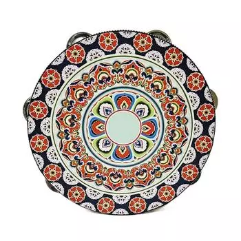 Деревянный тамбурин с бубенцами 8 дюймов музыкальный перкуссионный инструмент подарок цветочек ручной барабан праздник Style 3