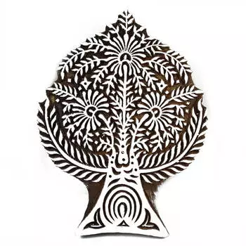 Деревянный текстильный блок ручной работы с декоративным узором из дерева, тканевое искусство одежды 6.7 x 9 x 1 Inches